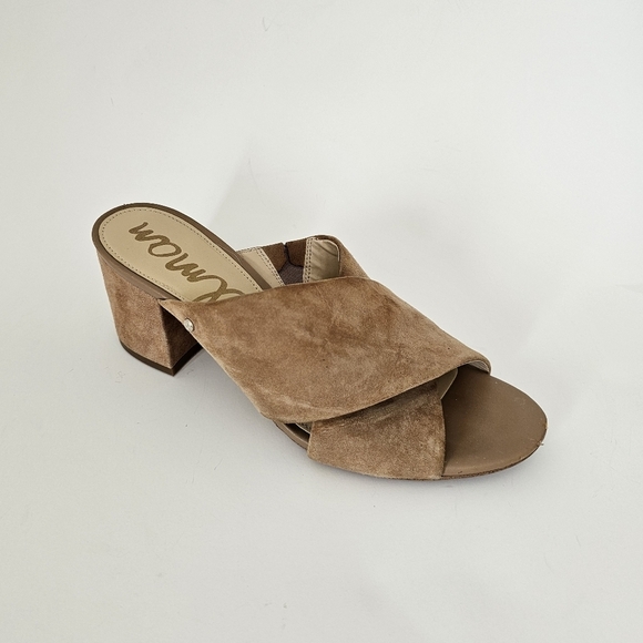 Sam Edelman 7.5 Women's Tan Suede Block Heel Sandals Stanley - Picture 1 of 12